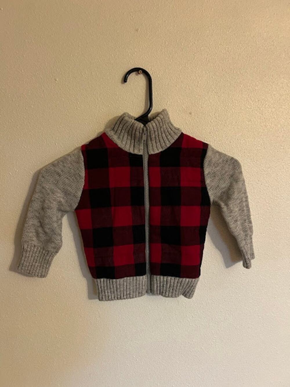 Cat & Jack Sherpa Lined Buffalo Plaid Sweater Jacket 18M Toddler christmas pic